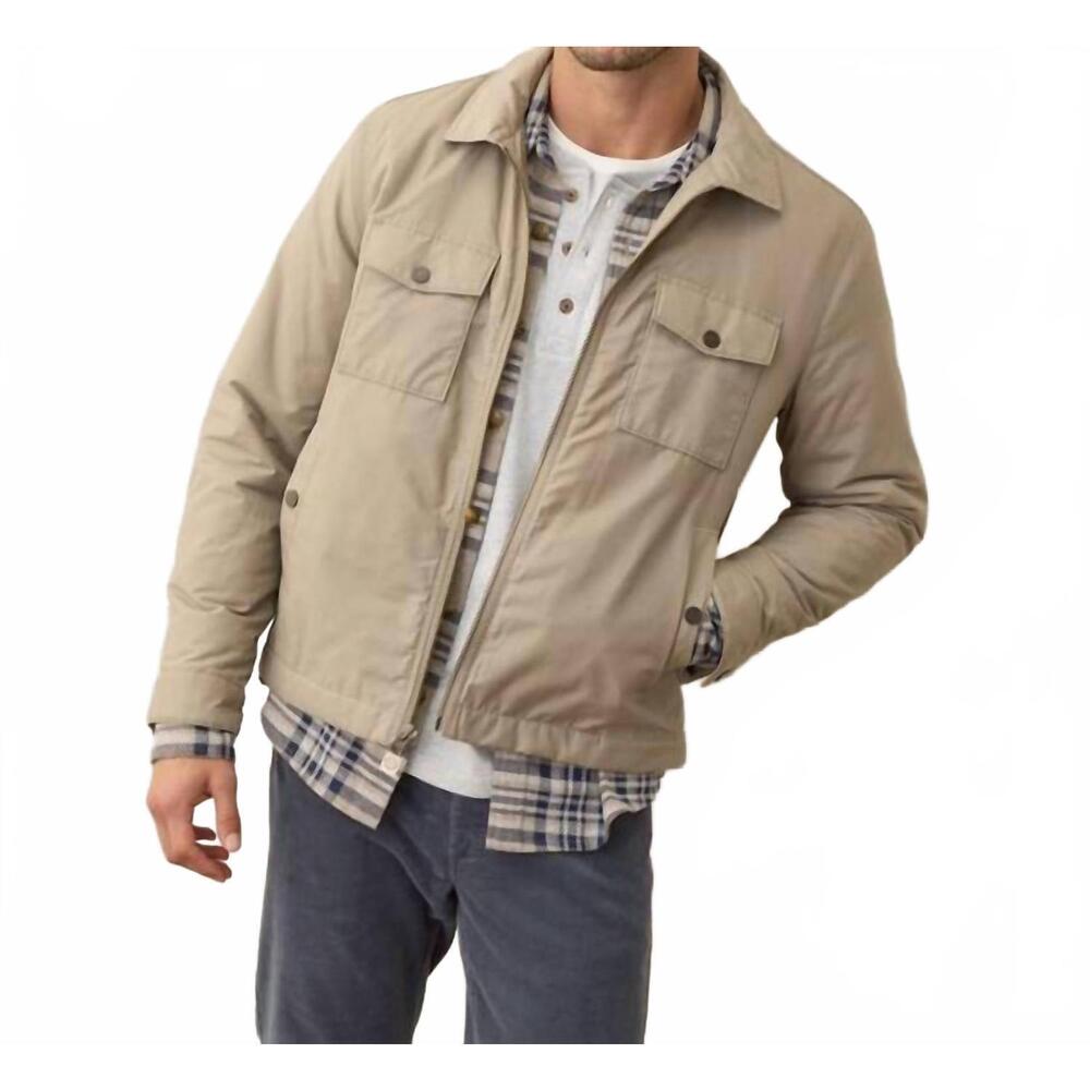 NEW MARINE LAYER reynolds dry wax trucker jacket in vintage khaki